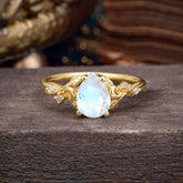 Vintage Minimalist 4-Prong Pear-Cut Moonstone Engagement Ring